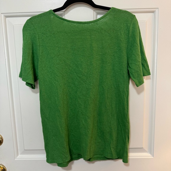 NWT Sezane Milo T-shirt Verde Green Cotton Linen Size Medium - Picture 8 of 11